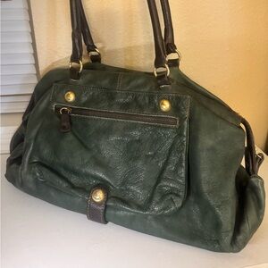 Elegant Green Leather Satchel